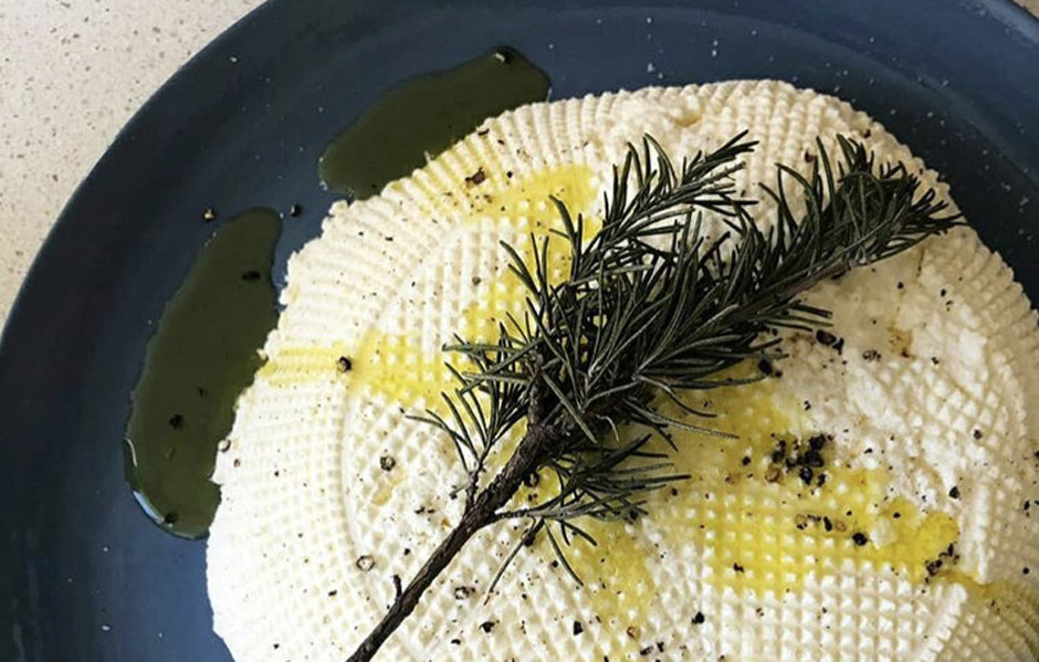 Baked ricotta with fennel, orange & rosemary infused honey